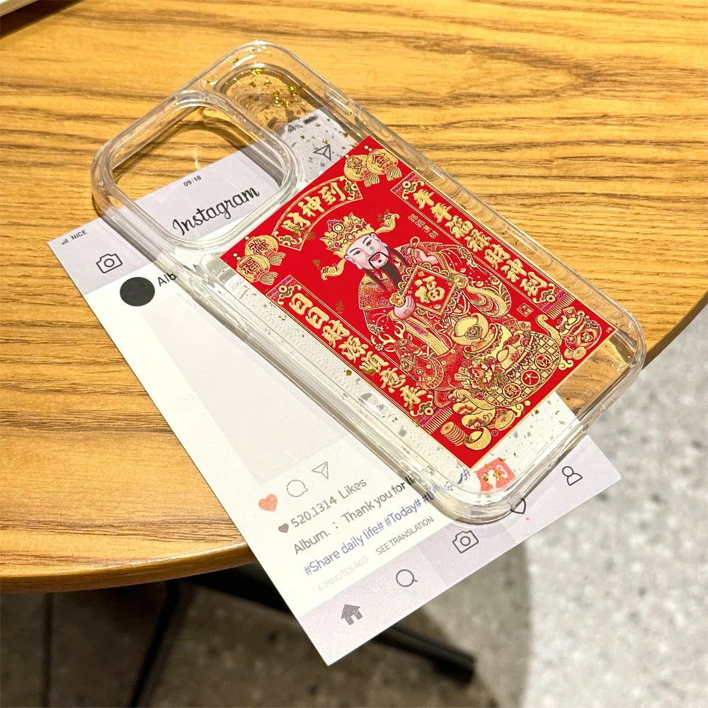 SEIRASSIM Chinese god of wealth soft phone case for iphone 16 pro max 15 plus 14 13 11 silicon cover for iphone 12 pro phone bag