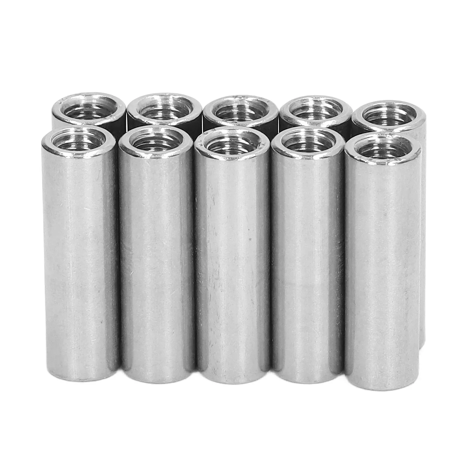 10PCS Female Thread Coupling Nut M8 X 1.25 12 L40mm Round Shape Coupling Nut Set for Connection