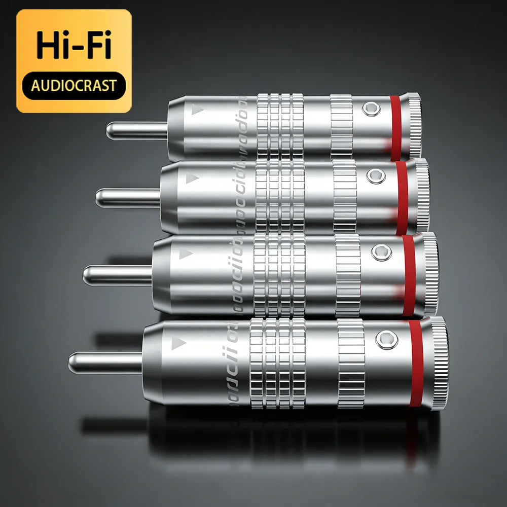Prise audio RCA plaquée argent pur Audiocrast, connecteur à souder, bricolage, HIFI, 4 pièces