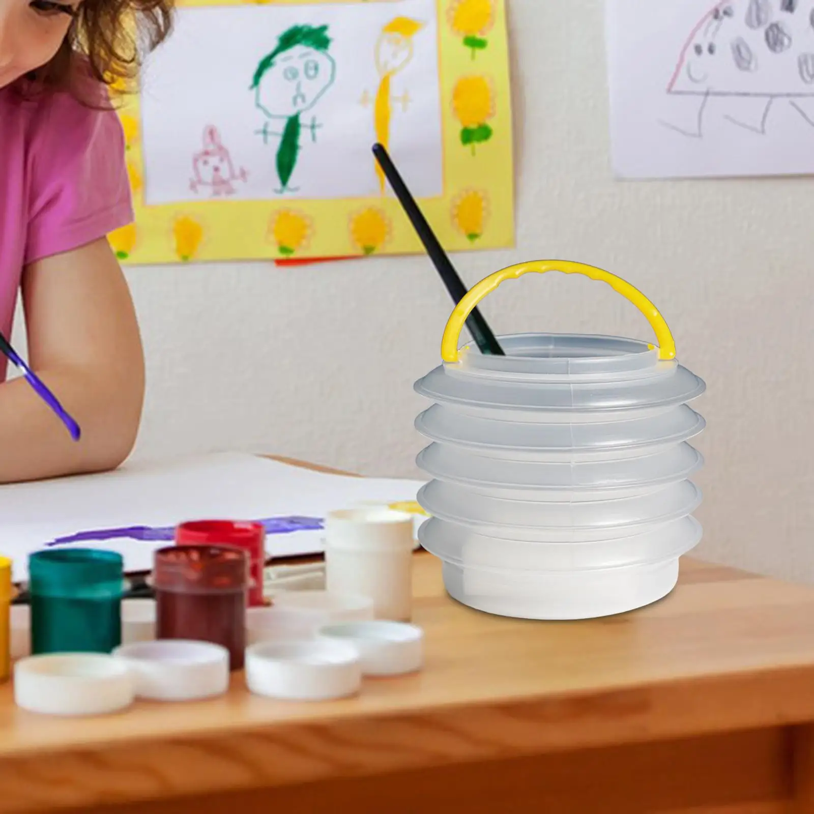 2-6pack Foldable Brush Water Barrel Artist with Handle Cleaner