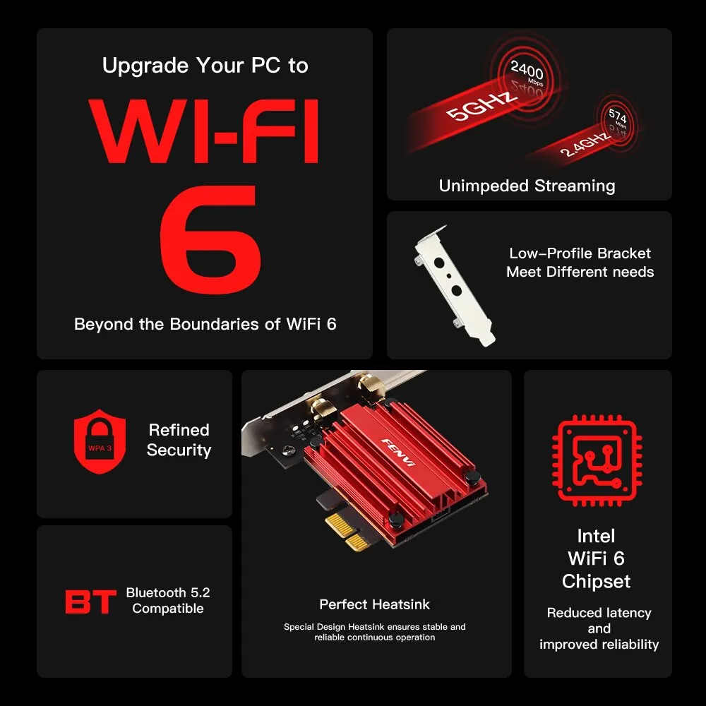 WiFi 6 AX3000 Adapter 2.4G 5G 3000Mbps Dual Band Network Card Bluetooth 5.2 Wi-Fi Receiver Dongle For Windows 10 11 Linux AX200