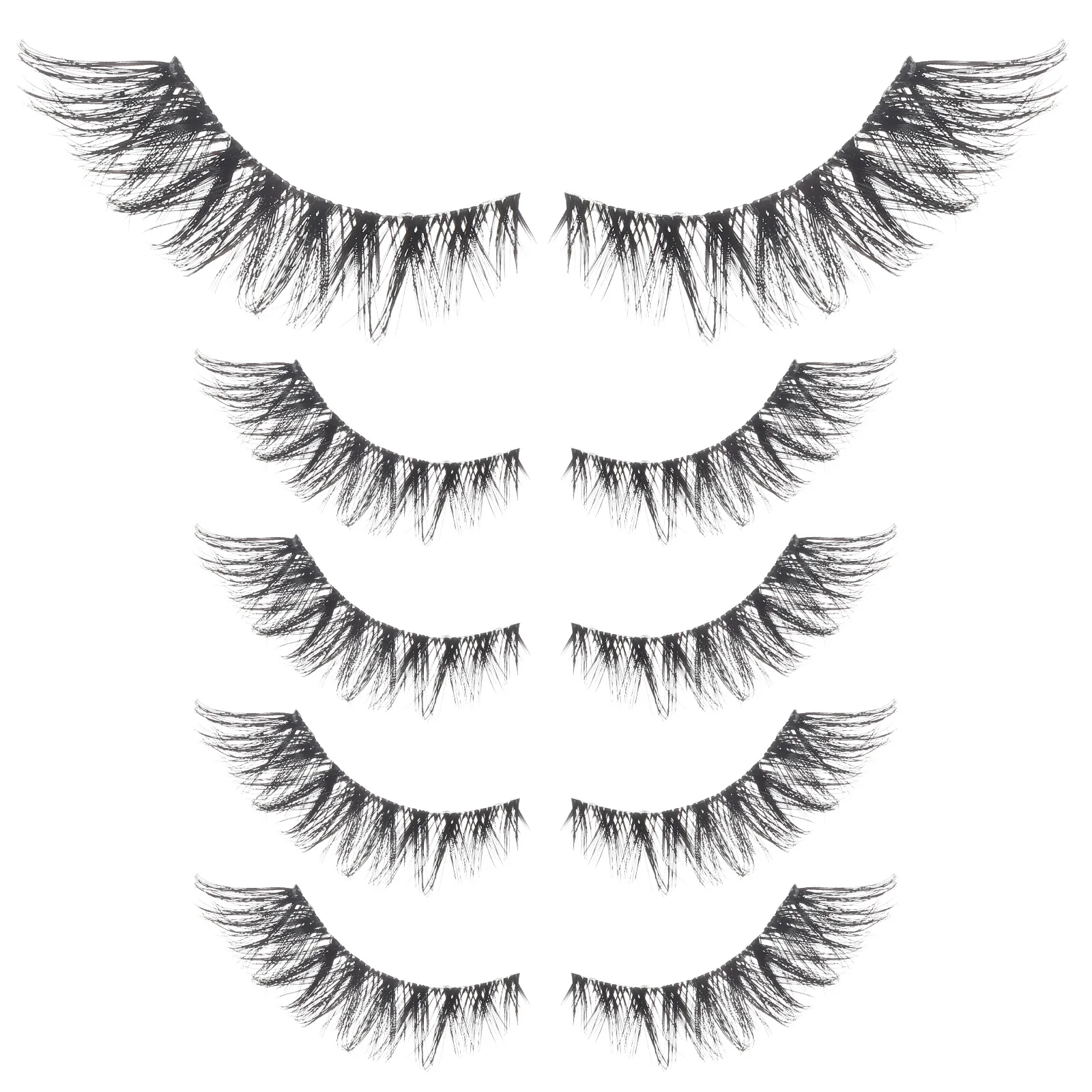 5 ペアつけまつげナチュラルスタイル簡単に取り外せる軽量フェイクラッシュストリップバルクまつげセットメイクアップまつげ女性友人のため
