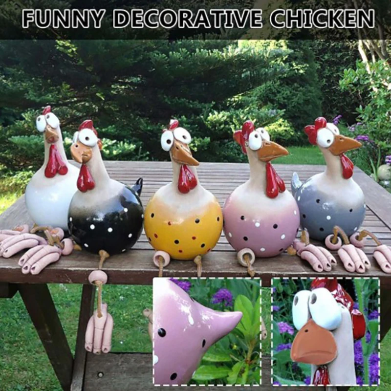 Funny Chicken Fence Decor Resin Statues Home Garden Farm Yard Decorations Chicken Hen Sculpture Art Craft Courtyard view 2