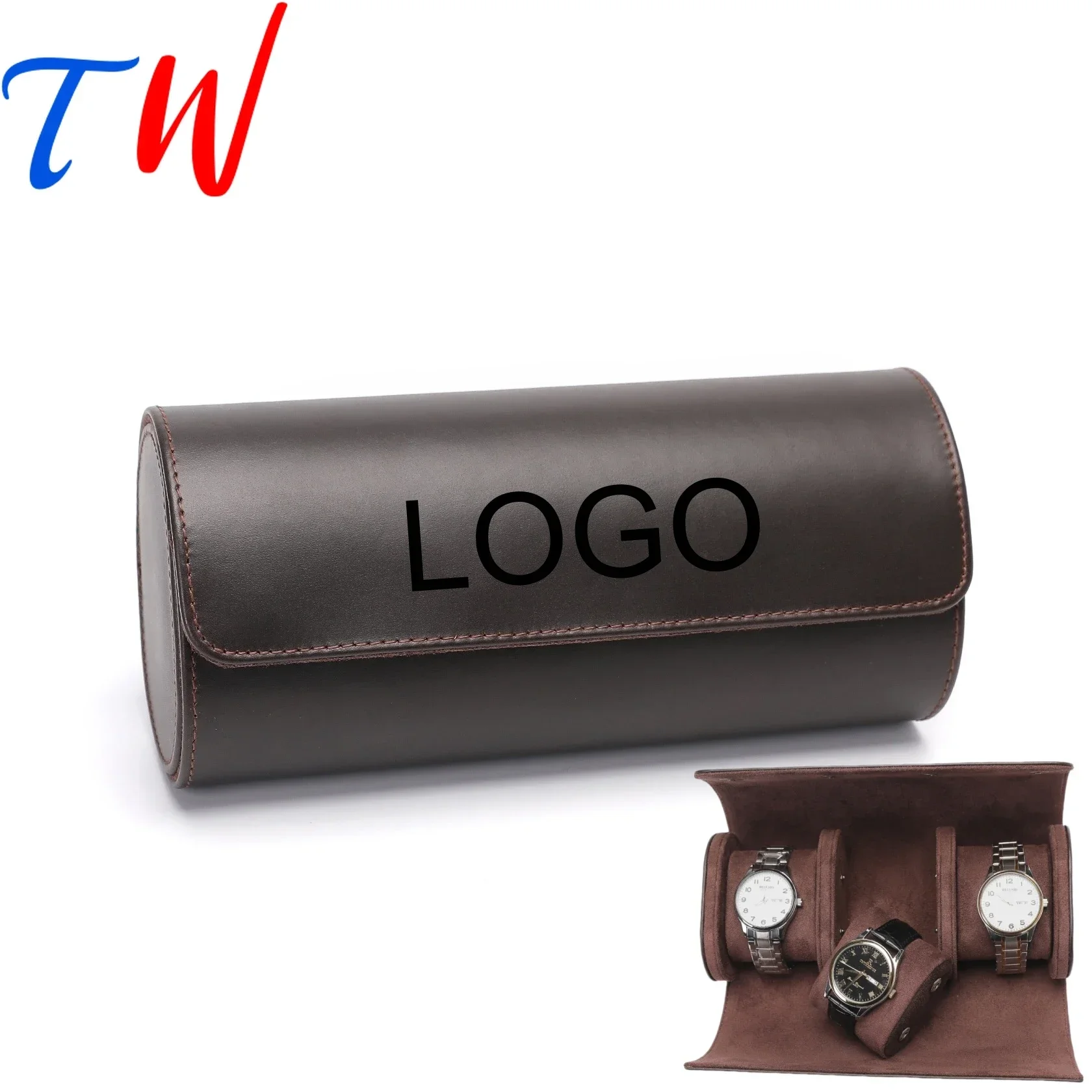 Luxury Watch Roll Box 1/2/3 Slots Genuine Leather Watch Storage Case Box Personalized Logo Customization Wholesale Dropshipping