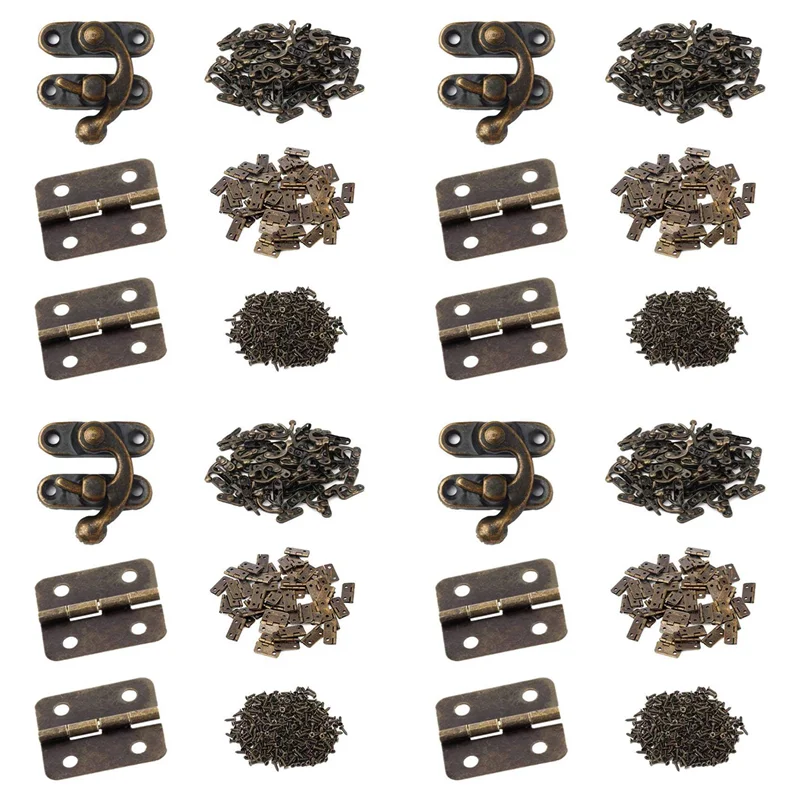 

ABZC-480X Small Box Hinges Bronze Antique Right Latch Hook Hasp With Hinges And Screws
