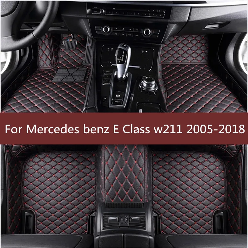 Car Floor Mats Flash Mat Leather Custom Foot Pads Automobile Carpet Car Cover For Mercedes benz E Class w211 2005-2016 2017 2018