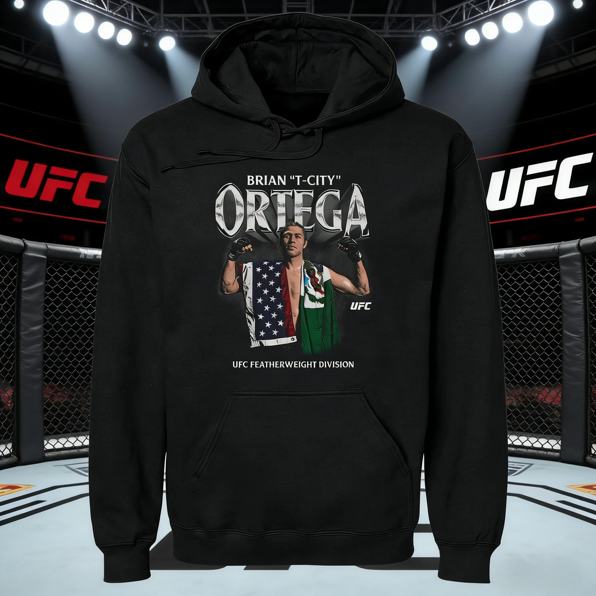 

Осень/зима 2026, UFC Brian Ortega, боевая толстовка с рисунком, женская модная свободная повседневная хлопковая теплая толстовка, пальто унисекс