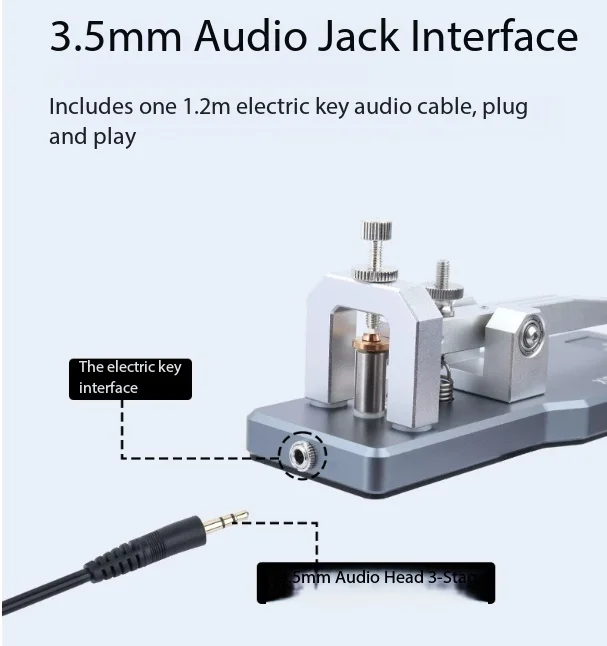 VK-5 manual key, straight key, shortwave radio CW transmitter key 3.5mm interface