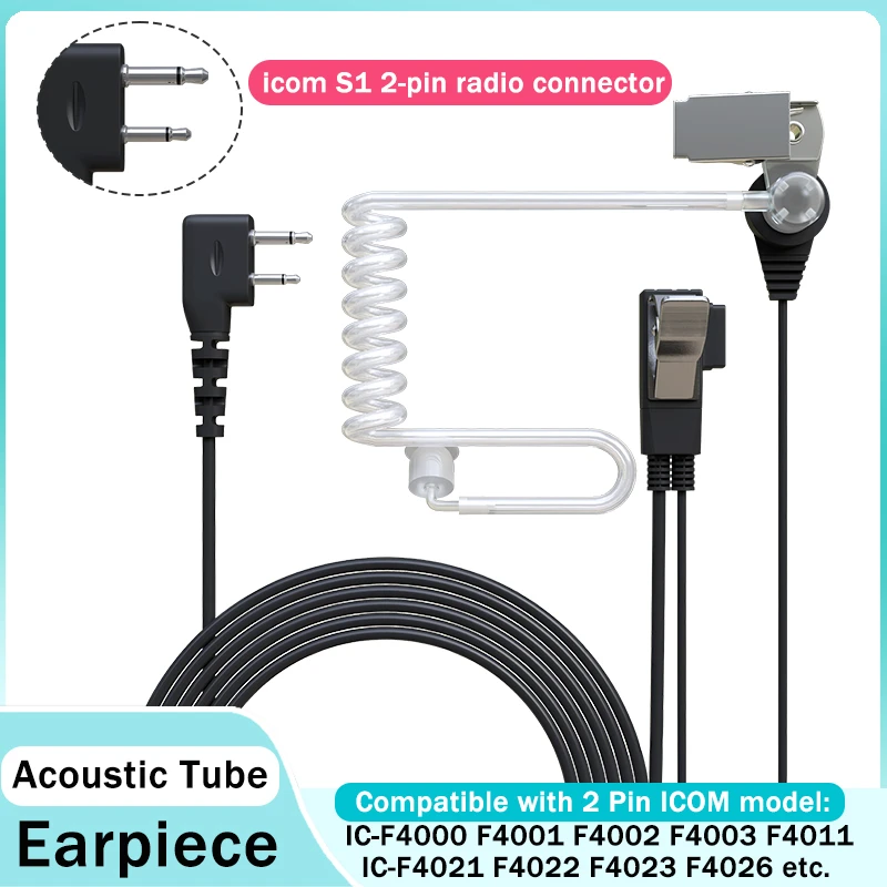 

IC-F4011 Прозрачный наушник с акустической трубкой, микрофон, совместимый с ICOM IC-F43TR IC-F3011 IC-F3230D IC-F4001, двустороннее радио