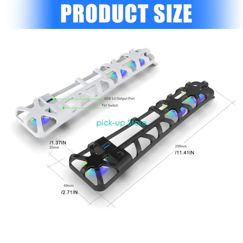 Q5WA Бесшумный охлаждающий вентилятор Бесшумное охлаждающее устройство 3 регулируемые скорости ABS Металлический охлаждающий для