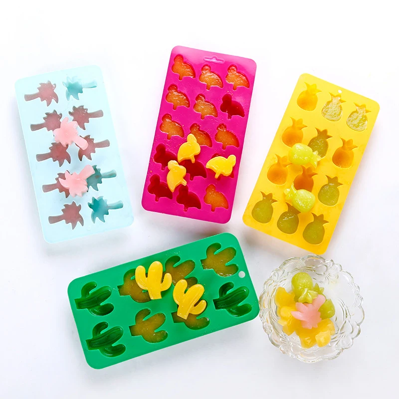 Gummy Pineapple Cactus Penguin Coconut Tree Chocolate Silicone Mold DIY Fondant Candy Ice Cube Tray Kitchen Baking Tool