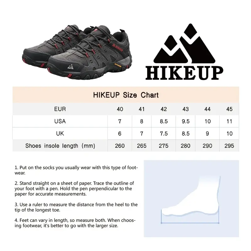 HIKEUP Men\'s Hiking Shoes Suede Leather Outdoor Shoes Wear-resistant Men Trekking Walking Hunting Tactical Sneakers