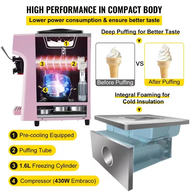 Tabletop commercial vending maquina de hacer helados homemade small industrial home ice cream soft serve machine for coffee shop