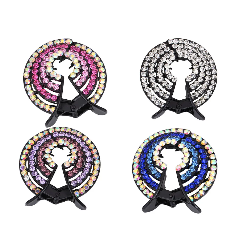 4Pcs Rhinestone Hair Claw Clips Antislip Accessories Bun Barrette Stylish Drill Design Durable Easy Comfortable Use