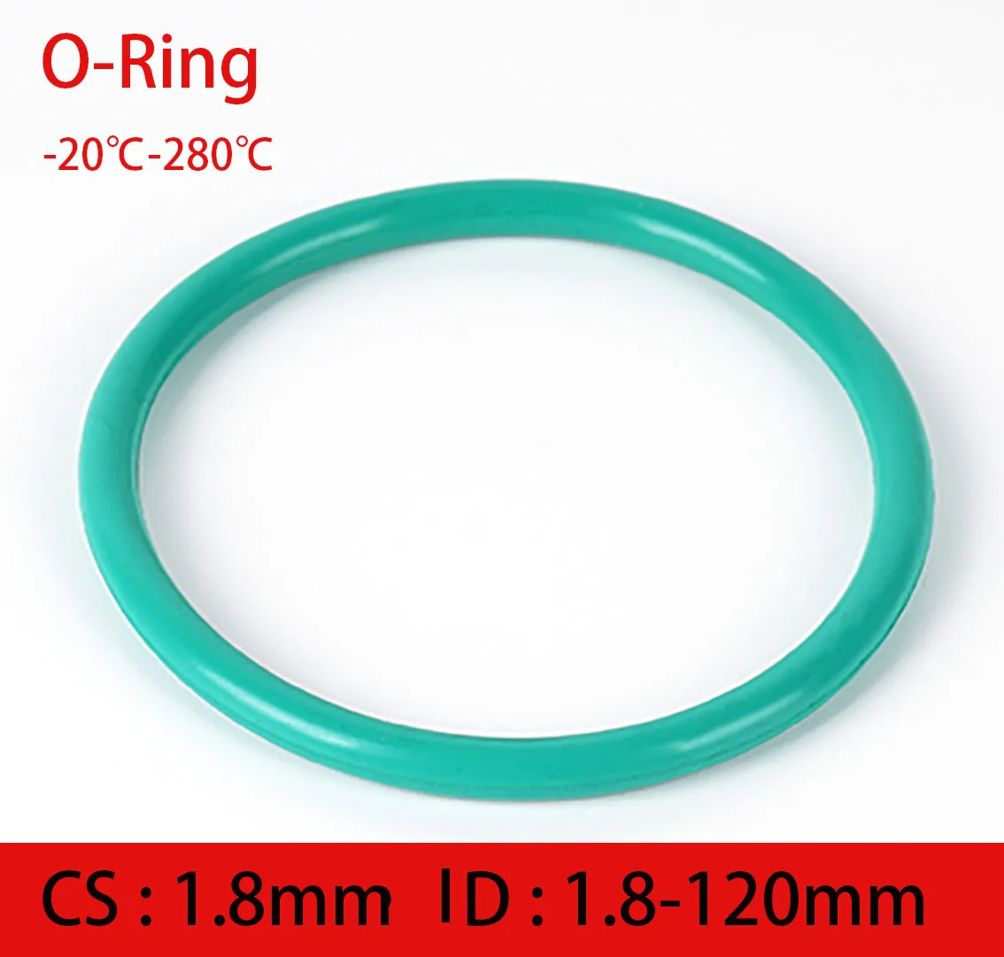 

1Pcs CS 1.8mm Green FKM O-Ring Gasket ID 1.8-120mm FKM Rubber O-Rings Sealing Gasket Oil Resistant Acid & Alkali Resistant