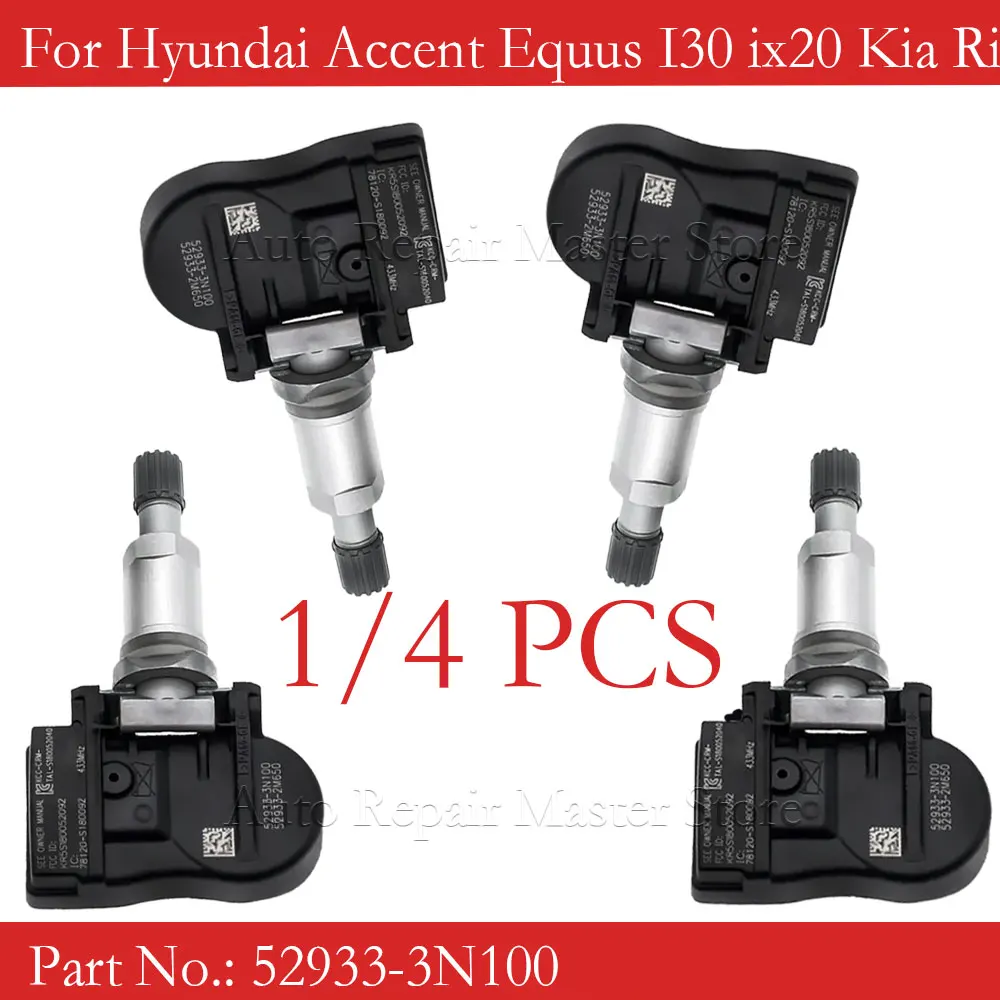 52933-3N100 مستشعر ضغط الإطارات 4 قطعة لشركة Hyundai Accent [HC] Genesis [DH] I30 [GD] Kia Ceed [JD] 433MHZ TPMS 529332 M650