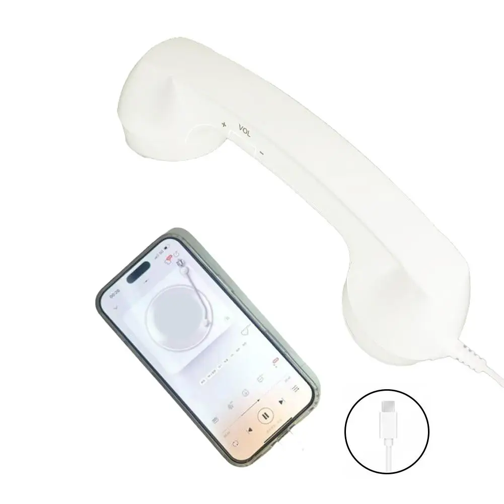 Retro telefoonhoorn Type-C en 3,5 mm telefoonkopset Draagbare vintage telefoonheadset voor mobiele mobiele videoconferenties
