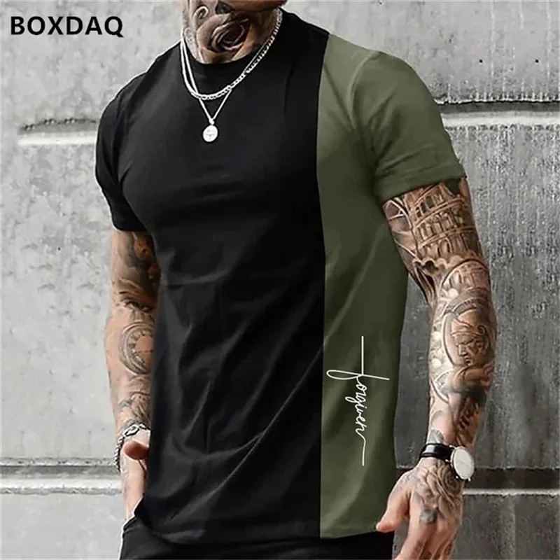 Trend Men\'s T-Shirts Letter Print High Quality O-Neck Tee Everyday Casual Clothing Sports Fitness Oversized Tops 6XL Plus Size