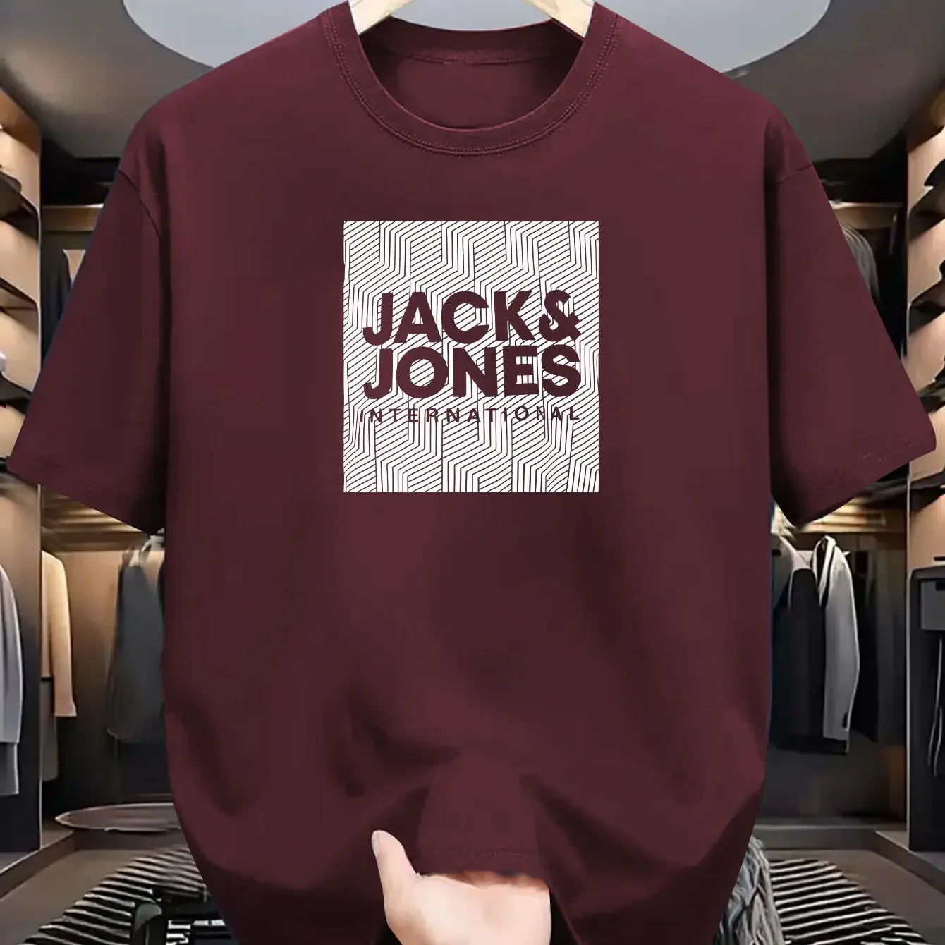 

In 2025, the new brand men's summer sportswear, luxury and high-quality JACK JUNE printed pure cotton short-sleeved T-shirt