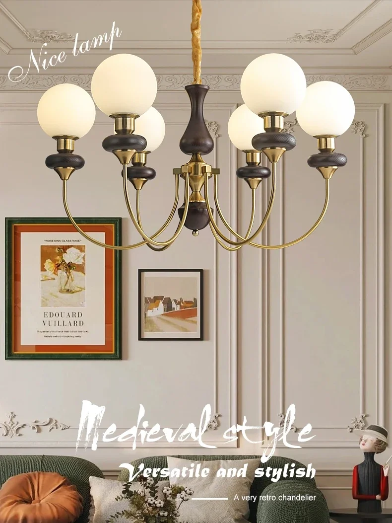 French Style Mid-Ancient Lamp in the Living Room Chandelier Restaurant Lamps Magic Bean American Retro Style Bedroom Light