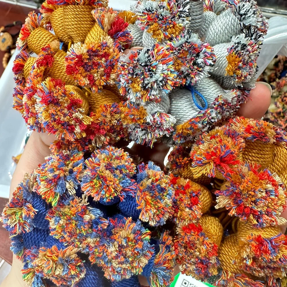 

4Pcs Cotton Thread Tassel Heads Colored Mini Tassel Charms for Keychain Bag Decor Ethnic Style DIY Craft Pendants