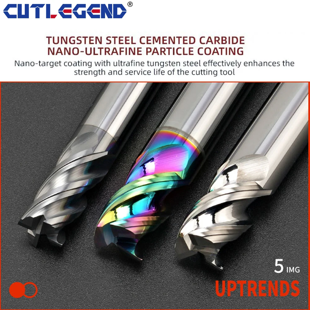 CUTLEGEND End Mill Short Cutting Length CNC Milling Cutter Solid Carbide Coated for Aluminum Steel Metal Milling Cutter 1mm-12mm