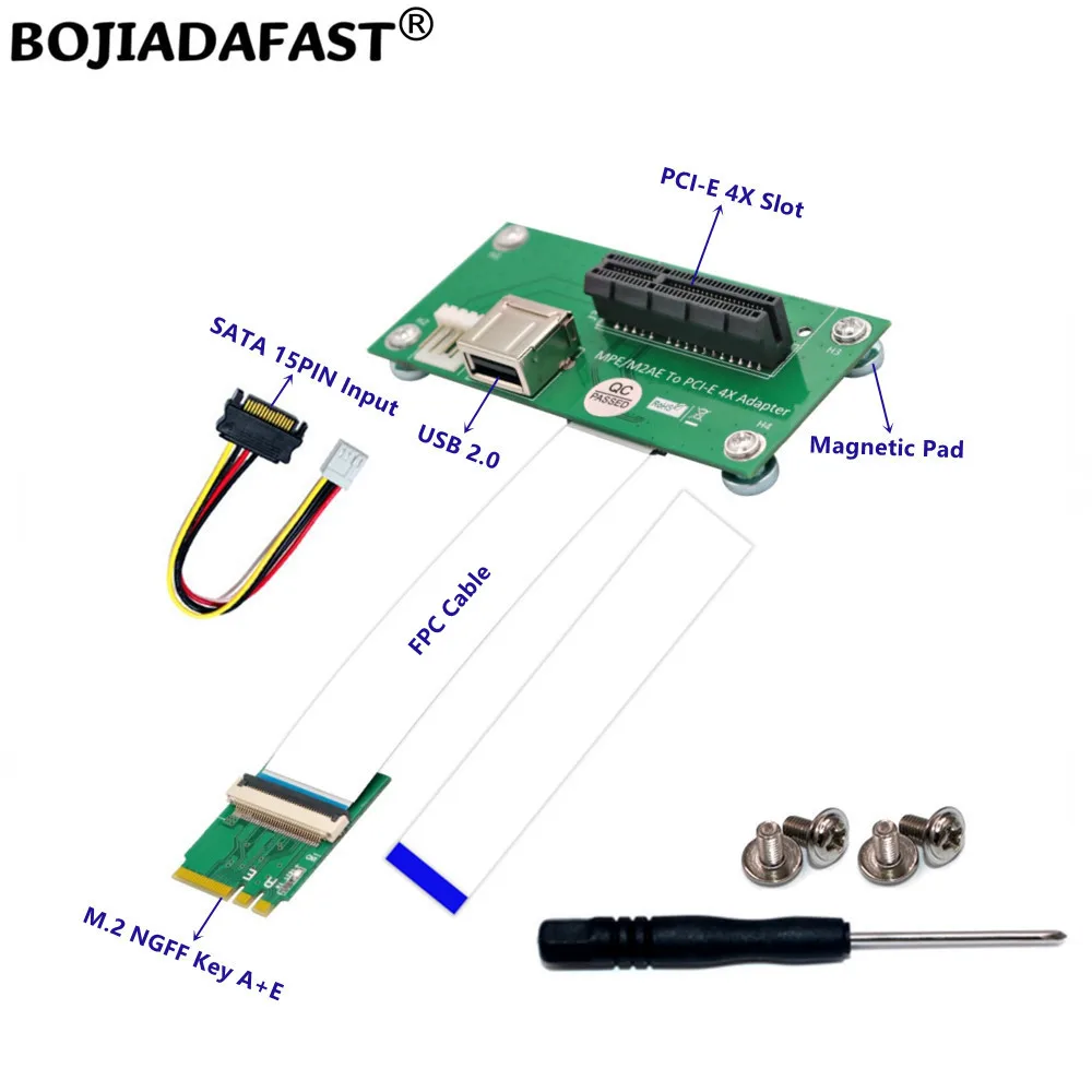 

PCI-E 4X слот и USB 2,0 коннектор к NGFF M.2 Key A + E адаптер переходная карта с высокоскоростным кабелем FPC вертикальная установка