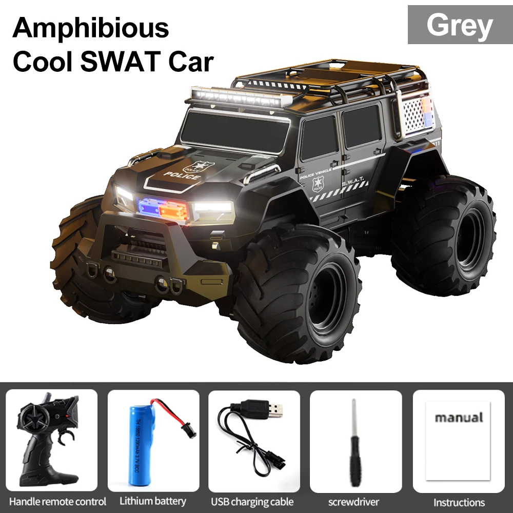 9IMOD 1/16 RC Car Amphibious Stunt Vehicle 2.4G 4WD Police Car Waterproof Climbing Off-road Vehicle Cool Lights Dynamic Music view 5