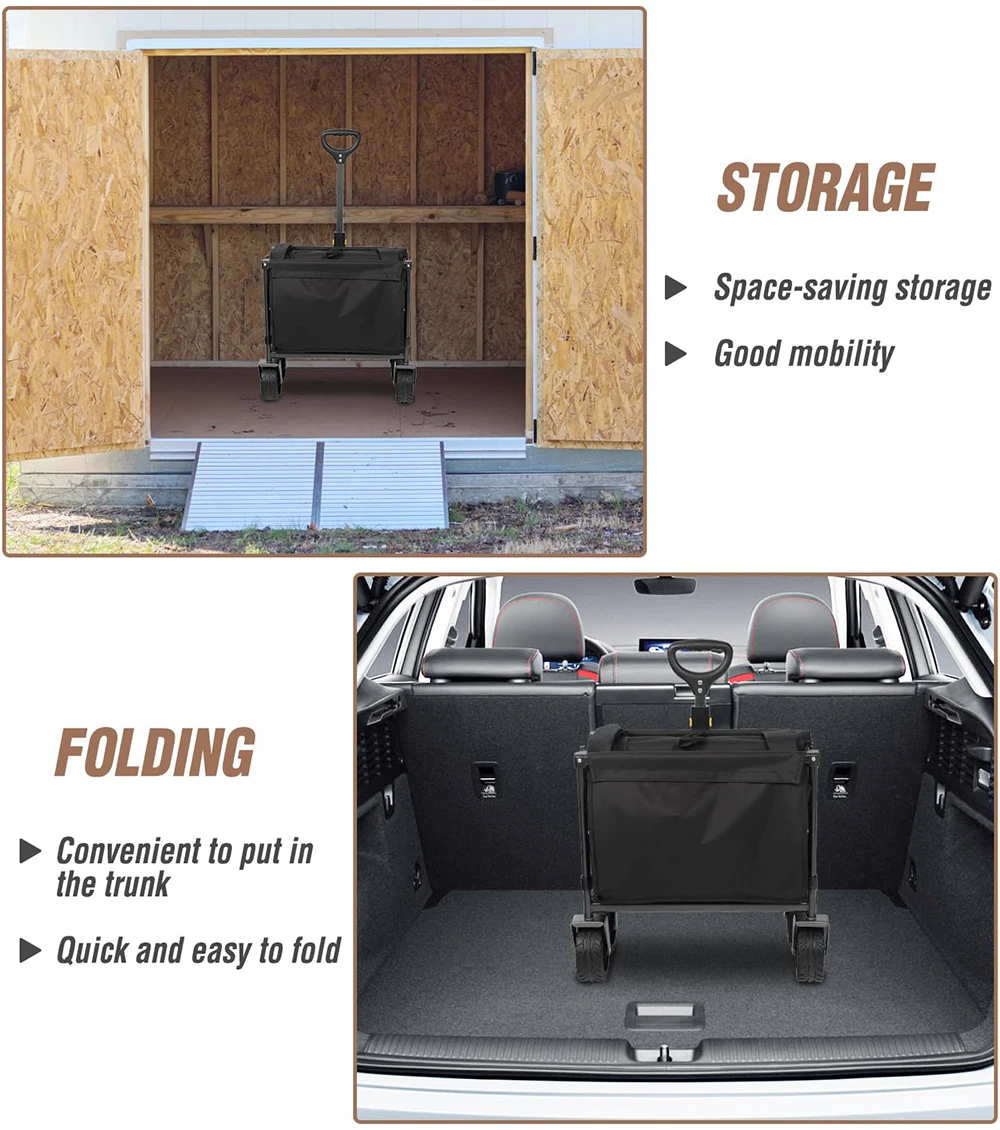 E-RIKE بالجملة التخييم للطي حديقة عربة الشاطئ عجلات الرمل الثقيلة عربات قابلة للطي عربات للخارجية #5