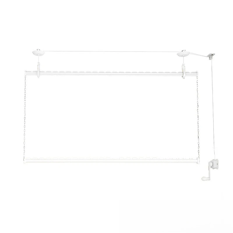 

Hand lift drying rack side mounted balcony household double rod manual fixed drying rod cool drying rack