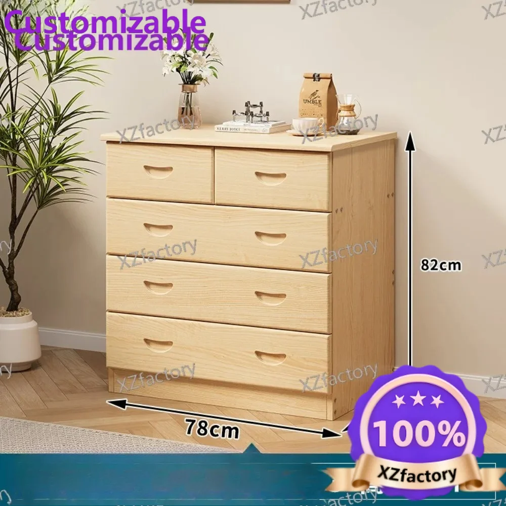Factory Direct 2026 Top RatedSolid wood chest of drawers, locker combination, living room against the wall, five-layer drawer ca