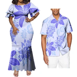 New Arrive Polynesian Print Plus Size Women's Dresses Formal Party Casual Dress Match Shirt Men Unique Couple Outfits