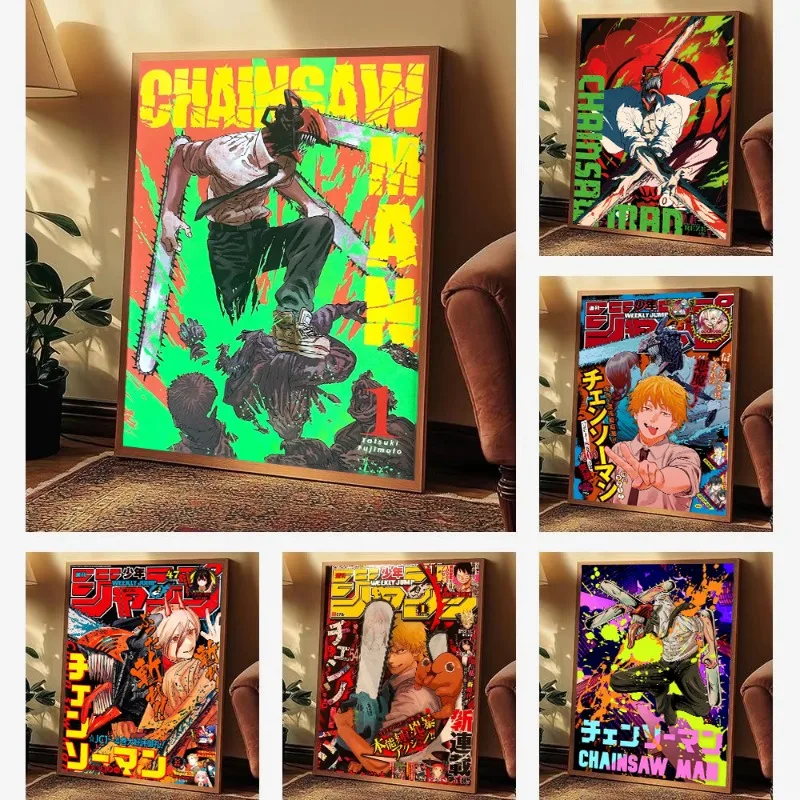 Japanese Anime Series Chainsaw Man Poster Classic Manga Character Picture Canvas Painting Wall Art for Living Room Home Decor
