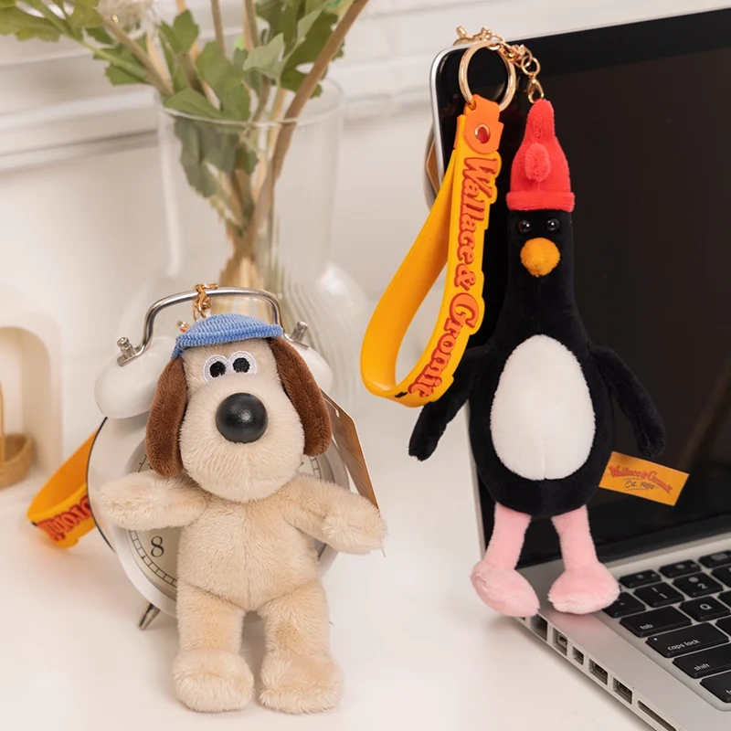 جروميت والاس ألعاب من القطيفة حقيقية والاس قلادة الكرتون الكلاب جروميت محشوة الدمى Kawaii أنيمي المفاتيح غرفة ديكور الاطفال هدية