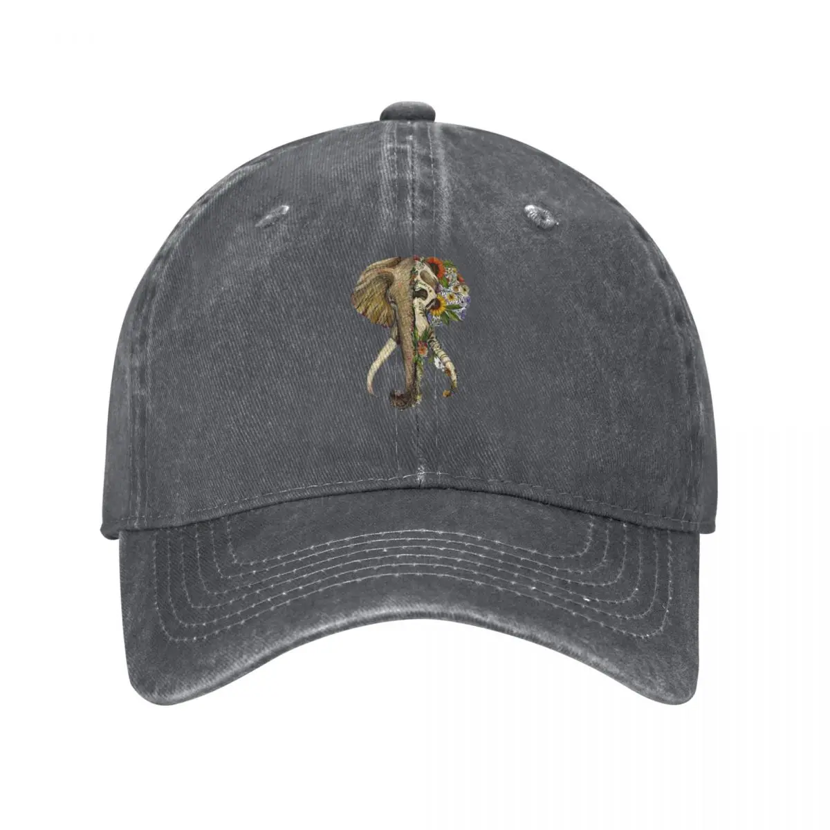 elephant with flowersCap Baseball Cap tea Hat Sports Cap Mens Women's