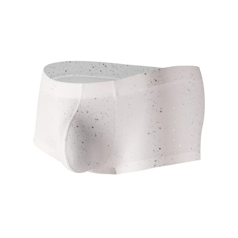 Boxers de bolso masculinos elegantes e simples personalizados cintura baixa elástica respirável roupa íntima brilhante CMF374