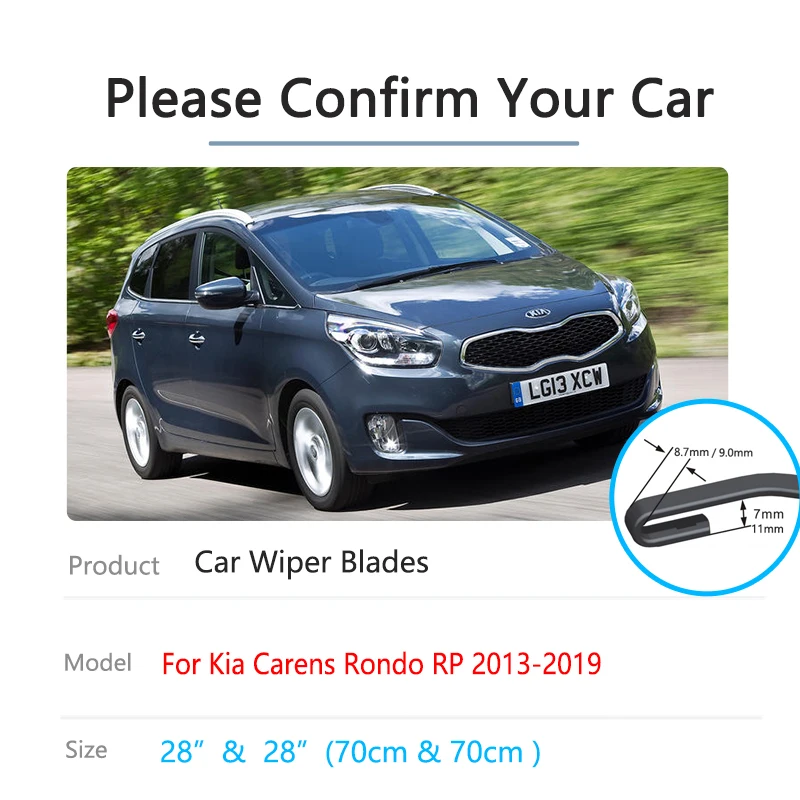 For Kia Carens Rondo RP 2013~2018 2019 Front Wiper Blades Window Windshield Windscreen U J Hook Brushes Cleaning Car Accessories