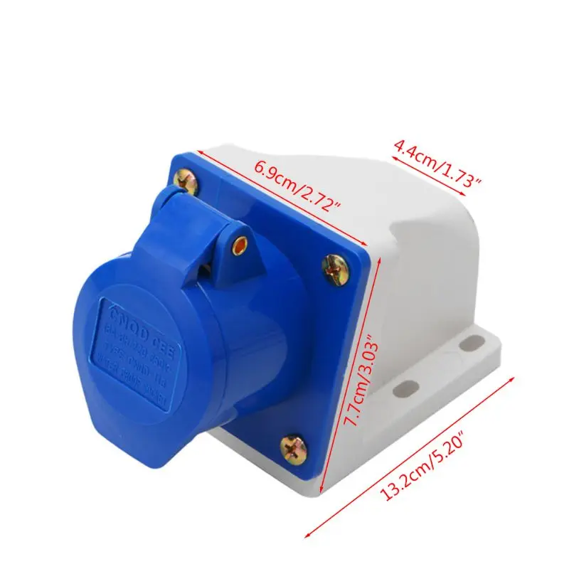 16 Amp 3 Pin Industrial Socket 220-250V Weatherproof IP44 2P+E 3Phase 16A Dropshipping