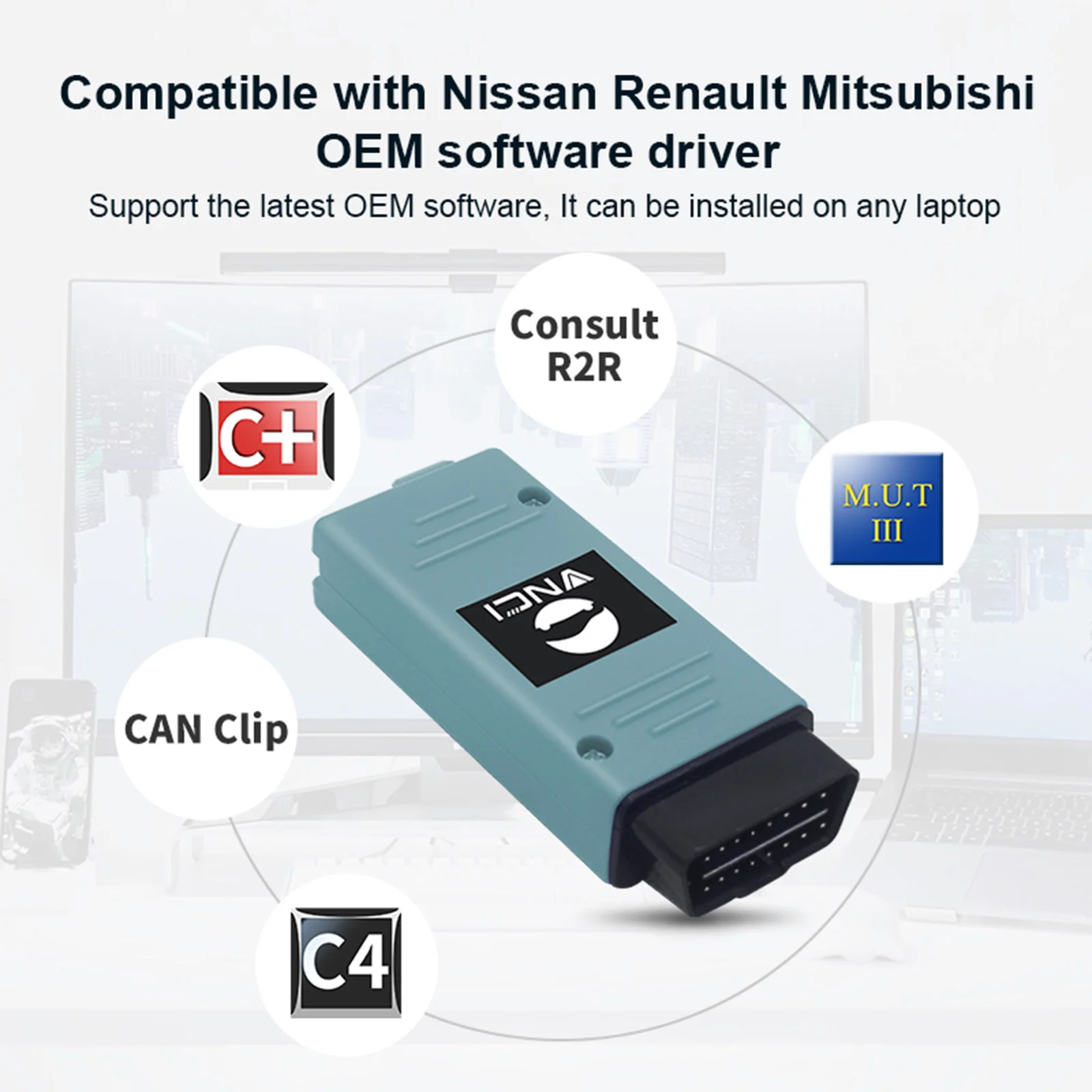 VNCI RNM for Nissan/Renault/Mitsubishi 3-in-1 Auto Diagnostic Tools Support ECM TCM Program & DoIP/CANFD & OEM Software Driver