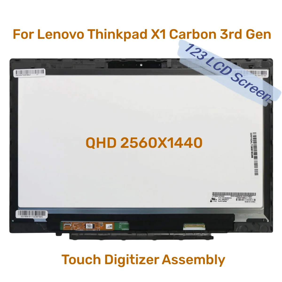 14.0 "สำหรับ Lenovo ThinkPad X1คาร์บอน2ND 3rd Gen LP140QH1-SPA2 wqhd 2560X1440 LCD จอแสดงผล LCD ทัชสกรีน Digitizer 00HN827ประกอบ