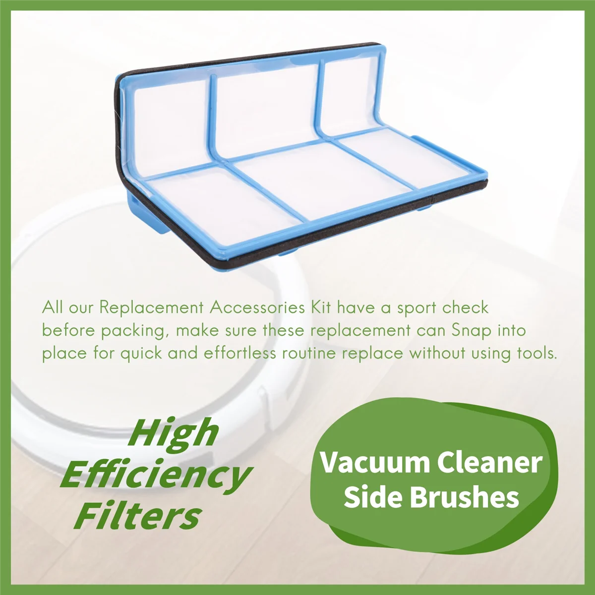 Remplacement de l'aspirateur robot ILIFE, V3, V3S, V5, V5S, V5S Pro, 1x filtre primaire, 3x livres, 6x brosses latérales