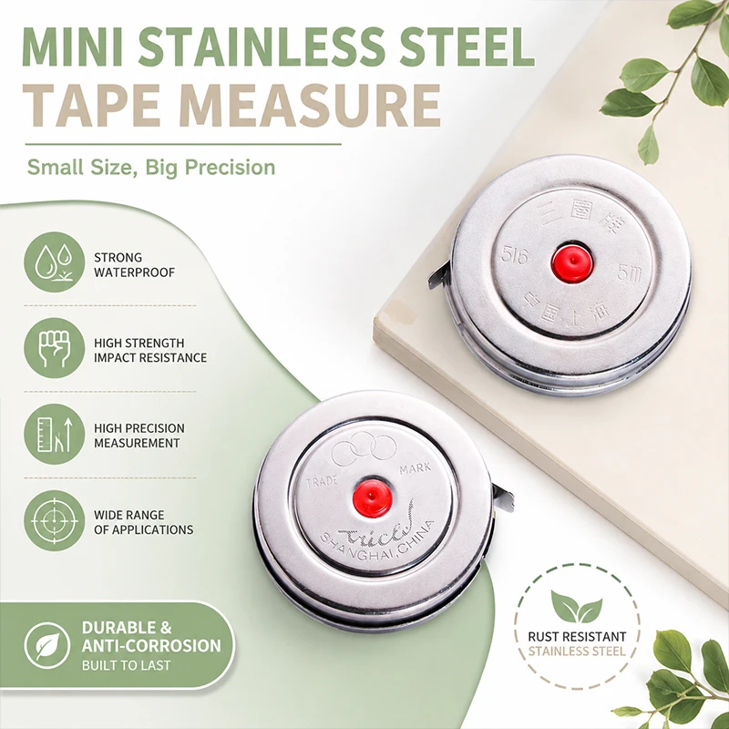 

Mini Retractable Steel Ruler Stainless Case Measuring Tape for Tailor Sewing Craft DIY Woodworking Home Improvement