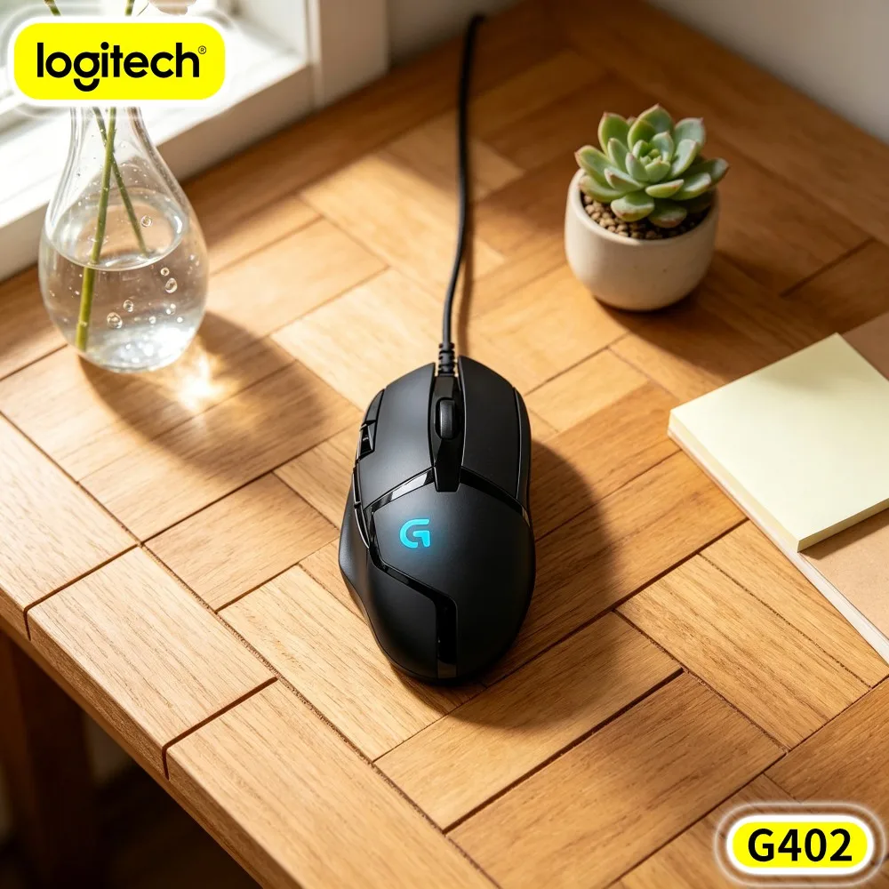 Logitech G402 Wired Mouse Delta Zero Optical Sensor 8 Programmable Buttons 4 DPI Modes 1Ms Report Rate Anti-Slip Design