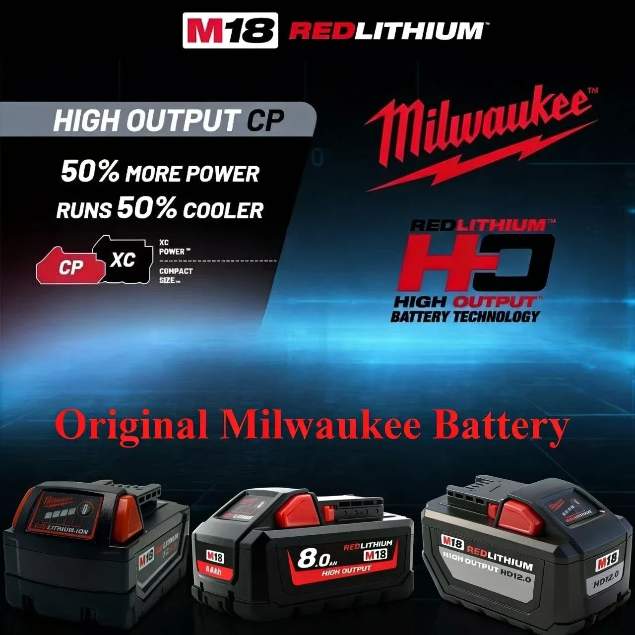

Genuine M18 Milwaukee Battery, M18 Battery, M18B6 5.0Ah 6.0Ah Milwaukee 48-11-1860 48-11-1850 1840 For Tool Lithium Battery
