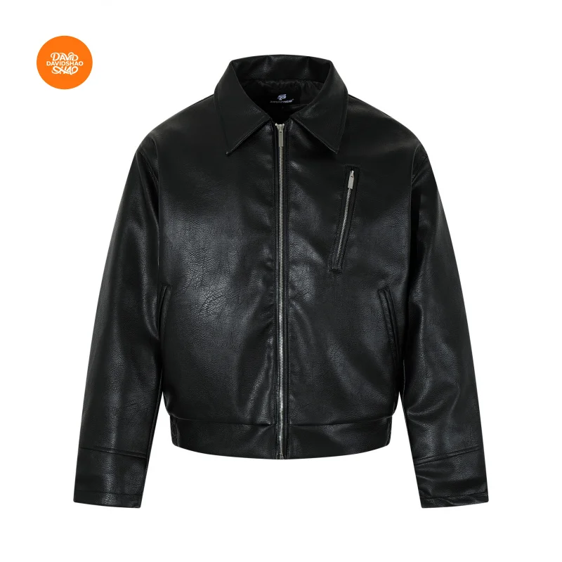 

DAVIDSHAO Европейский размер США Одежда высшего качества Уличная уличная одежда Роскошная винтажная ретро мужская и женская мотоциклетная кожаная куртка-бомбер