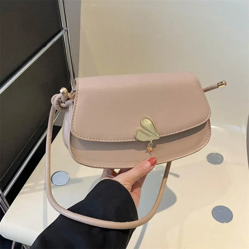 

Pink Lady Fashion Simple French one-shoulder Crossbody solid color fashion Underarm Pu Leather small square bag