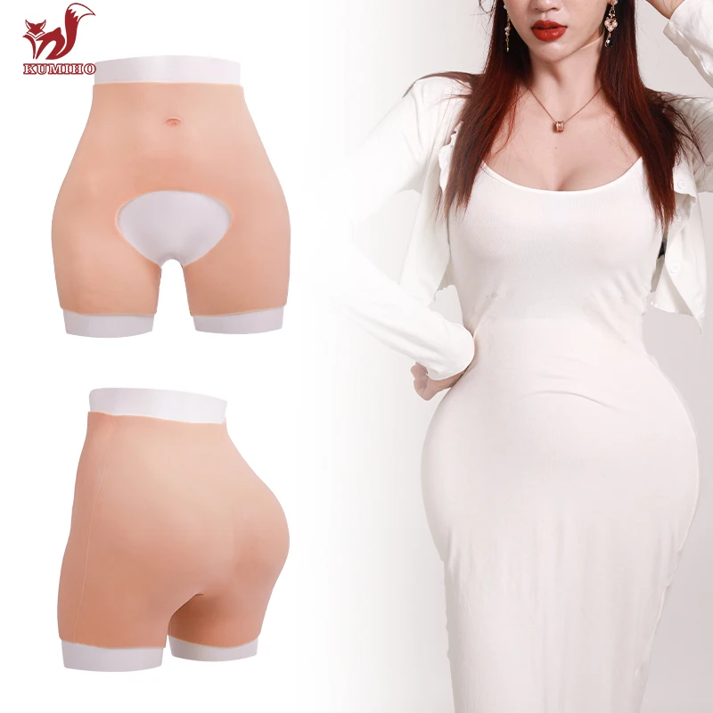 KUMIHO Silicone Fake Asses Padded Hip Butt Lifter Pantys Open Crotch Pant Butt Enhancer Big Ass Silicon Shaper Underwear