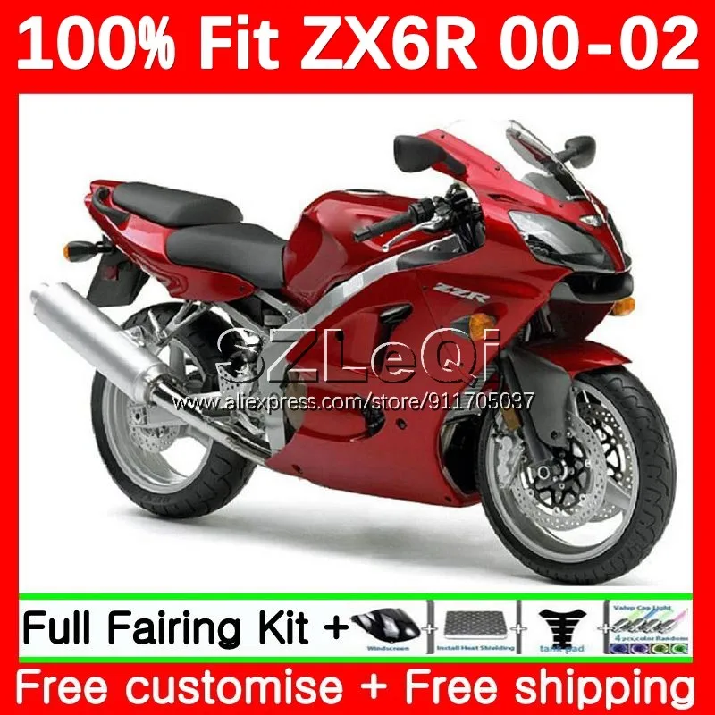 Injection + Decal For KAWASAKI NINJA ZX 6R 636 6 R ZX636 ZX6R Dark red 00 01 02 2No.39 ZX-636 ZX-6R 2000 2001 2002 Fairings