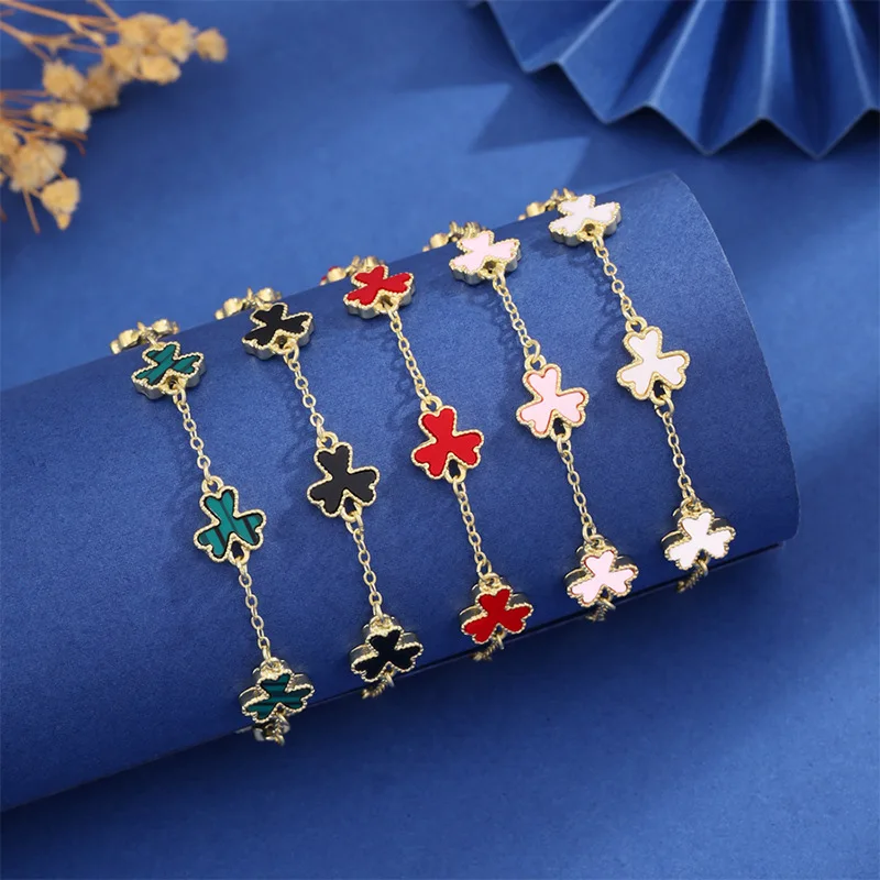 

Adjustable New Design Gold Plated Stainless Steel three petal flower shell Bracelet With flowers Women's Luxury Gifts Clover