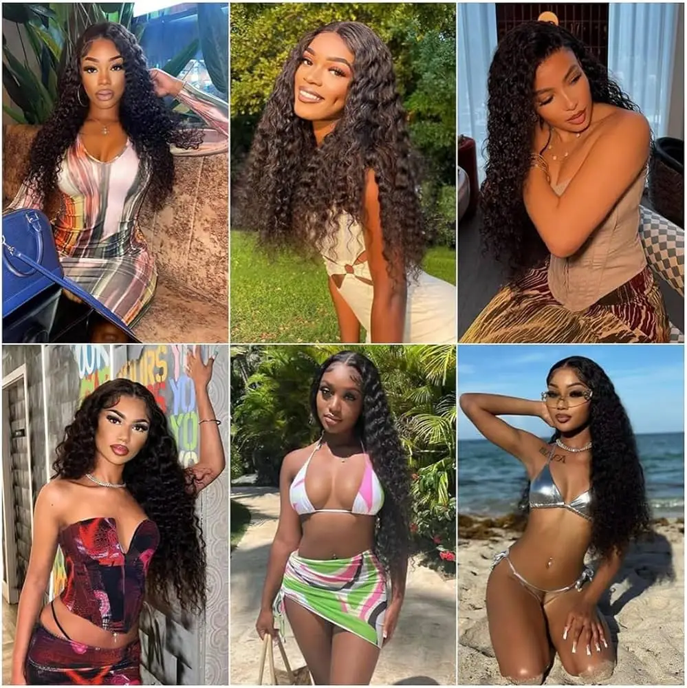 Пучки глубоких волн с застежкой Человеческие волосы (22 24 26 + 20 застежек) 3 пучка 4x4 Кружевная застежка с детскими волосами Естественный цвет